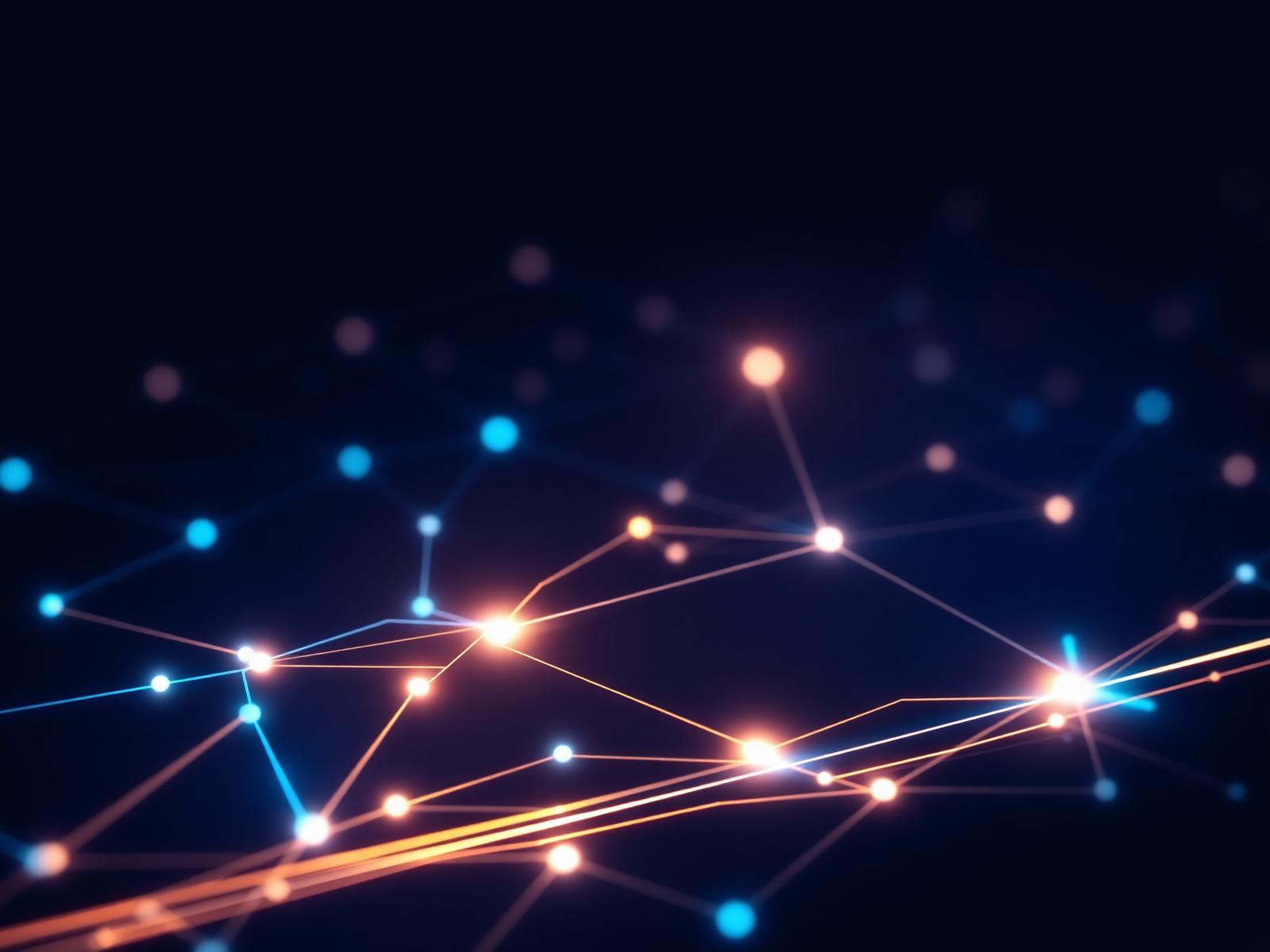 Abstract network of glowing connected nodes